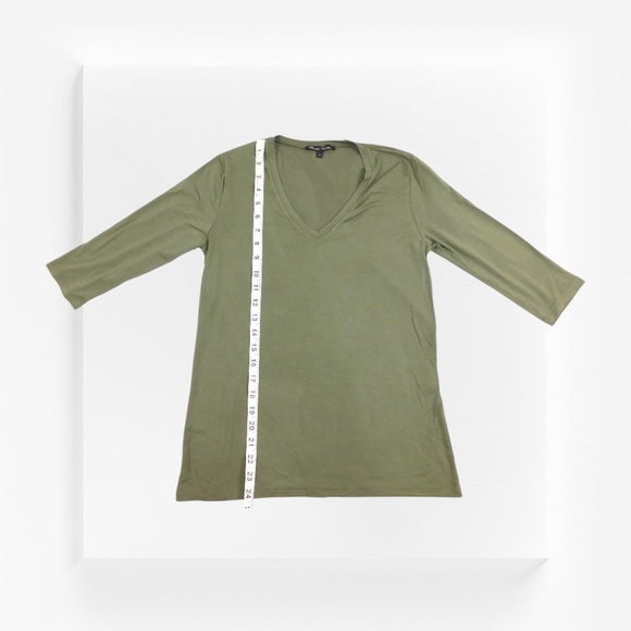 Rendez-Vous Paris Olive Green 3/4 Sleeve V-Neck Tunic Top | Size 3 - Picture 6 of 6